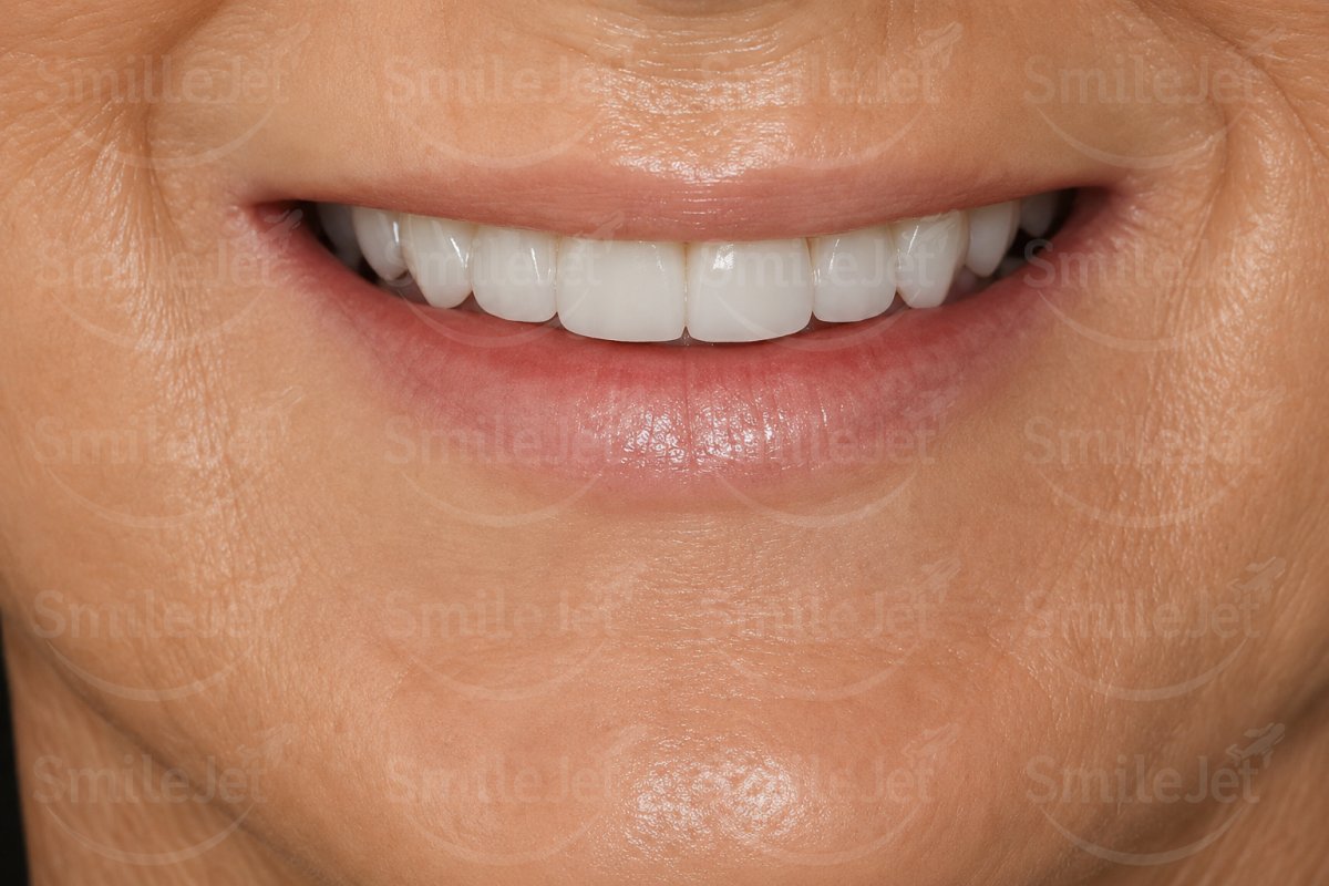 After — Mrs. Hartley's Smile Makeover in Hanoi: 20 Zirconia Veneers for $7K vs $24K in Perth